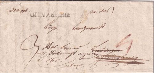 Bayern - Günzburg L1 Portobrief n. Lauingen 1831 Retourvermerk !