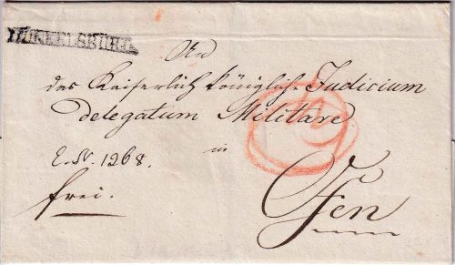 Bayern/Ungarn - Dinkelsbühl L1 Francobrief n. Ofen 1827