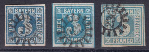 Bayern - 3x3 Kr. Quadrat blau versch. Farbtöne/Platten gMR 236 Neustadt a/H.