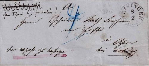Thurn&Taxis - Meiningen 1855 Express-Portobrief n. Ahorn b. Coburg