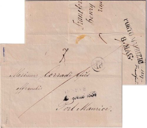 Thurn&Taxis/Kgr. Sardinien - Frankfurt a/M 1837 Portobrief n. Port Maurice