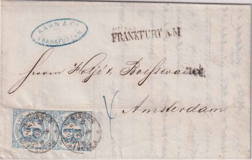 Thurn&Taxis/Niederlande - 2x6 Kr. Ziffer Brief Bahnpost Frankfurt/Bingen 23.4.66