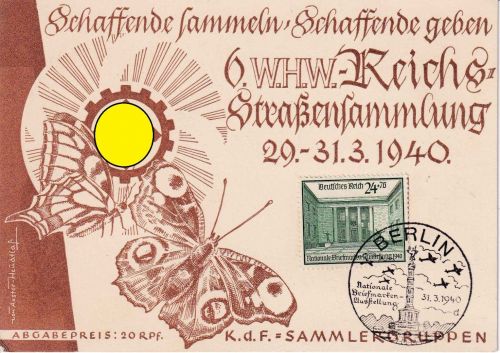 DR - 24 Pfg. Nat. Briefmarkenausstellung WHW-Sonderkarte SST Berlin 1940