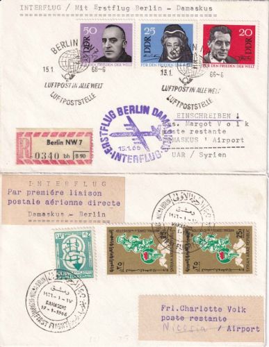 DDR/Syrien - Interflug Erstflug Berlin/Damaskus + Damaskus/Nicosia 1966