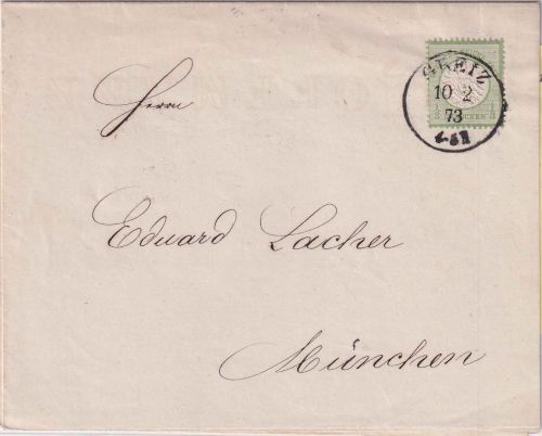 DR/Bayern - 1/3 Gr. gr. Schild Faltdrucksache K1 Greiz - München 10.2.73