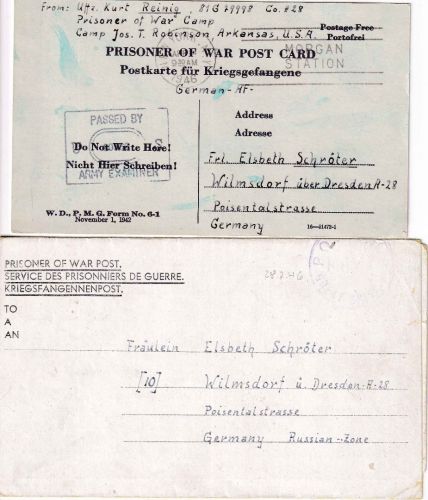 All.Bes. - Wilmsdorf ü. Dresden 1946 Kriegsgefangenenkarte/-brief v. USA/GB
