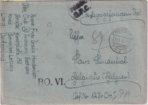 All.Bes./Belgien - Frohburg 7.8.46 Kriegsgefangenenbrief ins Lager BO VI