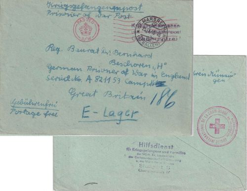 Franz. Zone/England - Böhringen ü. Urach/St. Margereten 25.9.45 Kgf.-Brief