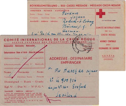 All.Bes./England - Rodach (b. Coburg) 25.11.46 Kriegsgefangenenkarte/Rotes Kreuz