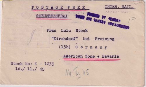 Südafrika/All.Bes. - Koffiefontein Internment Camp 2 Kriegsgefangenenbrief 1945