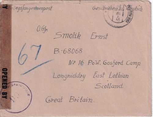 Österreich/England - Wien 8.3.46 Kriegsgefangenenbrief ins Camp 16 (Gosford)