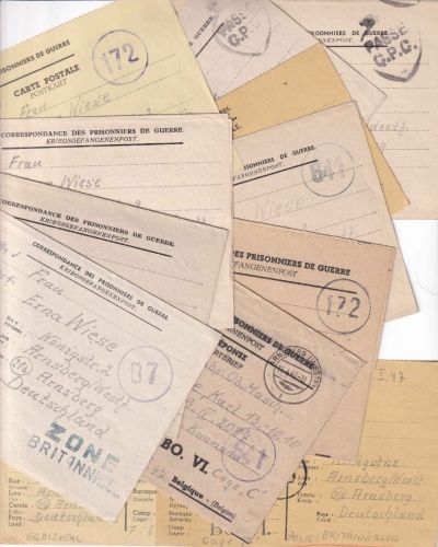 Belgien/All.Bes. - 12 Kriegsgefangenenkarten/-briefe ex 7/46 bis 5/47 Lager BOVI