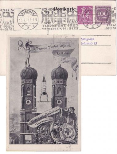 DR-Infla - 13. Dt. Turnfest Privatganzsache Masch.-SST München - Regensburg 1923