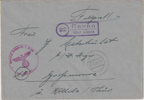 DR - Fp.Nr. 25760 (Fallschirmjäger !) Feldpostbrief (22) Rayen ü. Moers 5.1.45