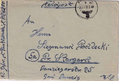 DR - Fp.Nr. 24200 (Guernsey !) Feldpostbrief (poln. Sprache !) 21.7.44