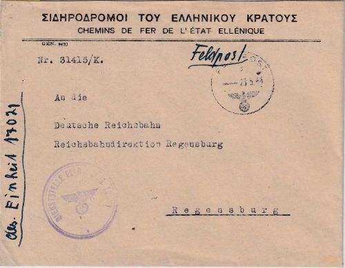 DR - Fp.Nr. 17021 (Griechenland) Feldpostbrief n. Regensburg 23.5.44