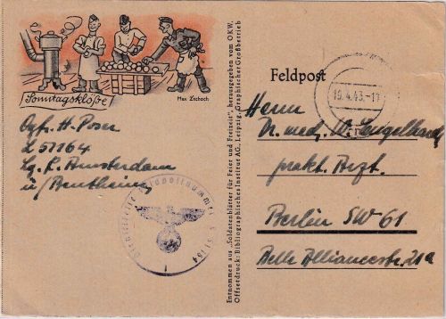DR - Fp.Nr. L51164 (Holland) illustr. Feldpostkarte n. Berlin 19.4.43