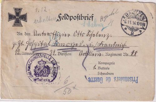 DR - Bautzen 8.11.14 Feldpostbrief als Kriegsgefangenenbrief n. FRANKREICH
