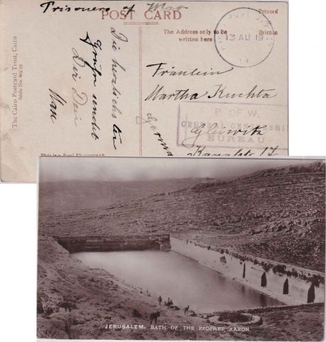 Palästina - Field Post Office 13.8.19 Kriegsgefangenenkarte Jerusalem - Gleiwitz