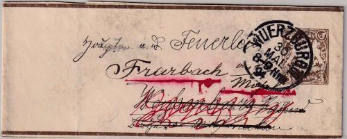 Bayern - 3 Pfg. Wappen GA-Sttreifband Würzburg III. 30. MAI 94 Weiterleitung