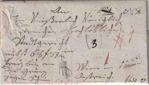Bayern/Österreich - "W" (Würzburg) Fahrpostbrief (Grenzfranco) n. Wien 9.10.1823