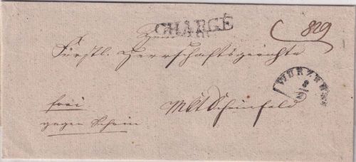 Bayern - Würzburg 8/2 HKS Charge-Francobrief n. Markt Scheinfeld 1838