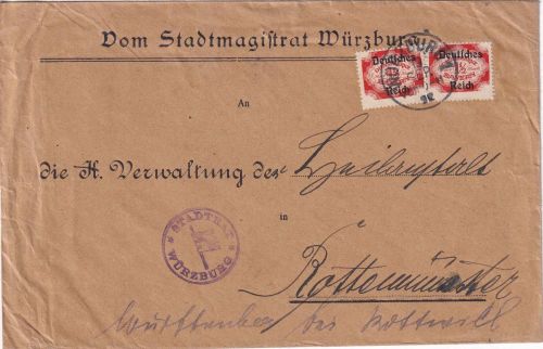 DR-Infla - 2x1 1/2 M. By-Abschied/DR Dienstbrief Würzburg Rottenmünster 19.9.22