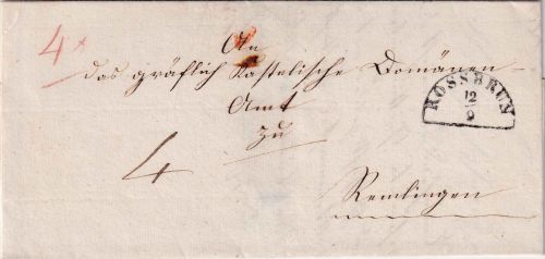 Bayern - Rossbrunn 12/9 HKS Portobrief n. Remlingen 1844 - mit Inhalt