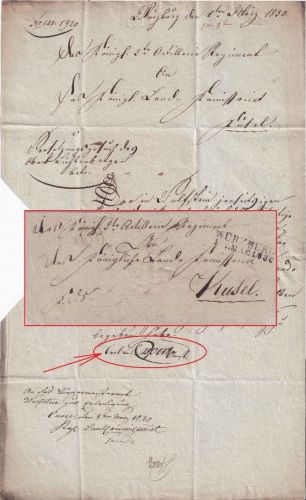 Bayern - Würzburg 1. MAR 1830 L2 Dienstbrief/Militaria n. Kusel - Inhalt !!