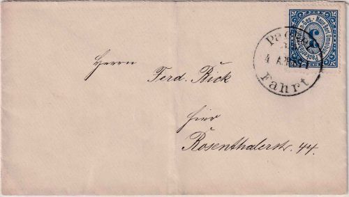 Berlin - 3 Pfg. blau Neue Berl. Omnibus-u. Paketfahrt Actien-Ges. Ortsbrief 1887