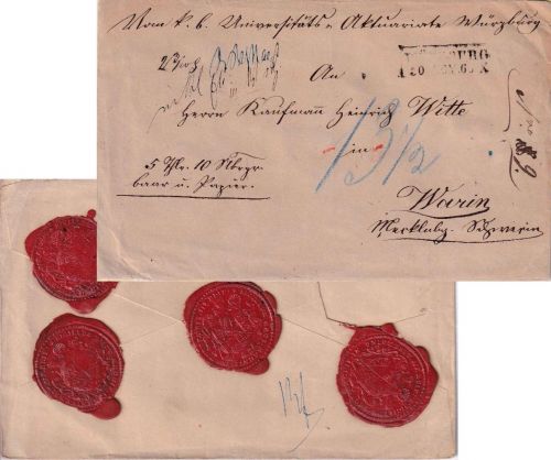 Bayern/Meckl.-Schwerin - Würzburg 30. NOV 65 Ra2 Geldbrief n. Warin