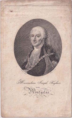 Bayern - Maximilian Joseph Freyherr von Montgelas Portrait alter Stich ca. 1850