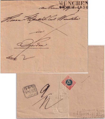 Bayern/Sachsen - München 25. OCT 1839 L2 Francobrief n. Dresden - Bestellgeld