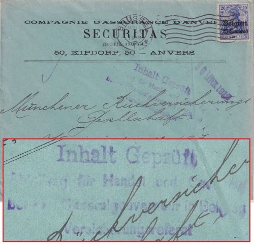 LP Belgien - 25 C. Germania/Überdruck Brief Brüssel 1918 - München Zensur-L4 !!