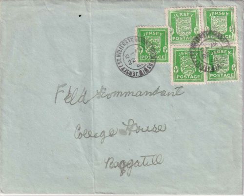 Dt.Bes. Kanalinseln - Jersey 5x1/2 P. Inselbriefbrief a. Feldkommandantur 1943