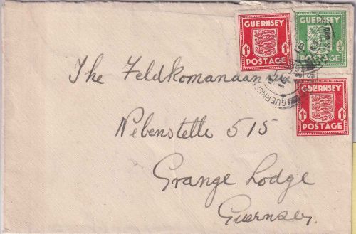 Dt.Bes. Kanalinseln - Guernsey 2x1+1/2 P Wappen Inselbrief 6.7.41