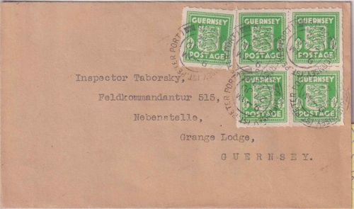 Dt.Bes. Kanalinseln - Guernsey 6x1/2 P Wappen Inselbrief 27.6.42