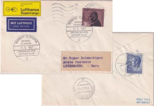 BRD - Hamburg 1967 Luftfracht SST Luftpostbrief n. LUXEMBURG lux. Lagergebühr !