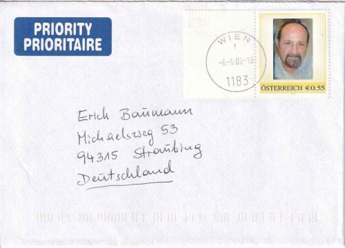 Österreich - 0,55€ Briefmarke individuell (Kopfbild) Brief Wien - Straubing 2005