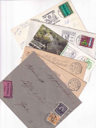 Bayern/DR/BRD - Wunsiedel 6 Belege (Briefe/Karten ex 1915/82