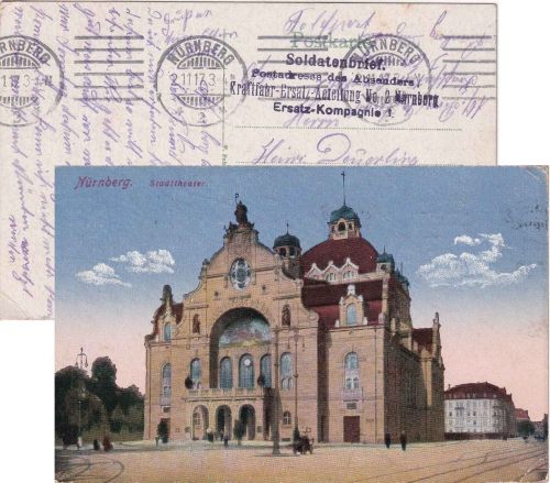 Bayern - Nürnberg 1917 Feldpostkarte (Kraftfahr-Ersatz-Abt.) n. Dörflas