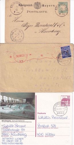 Bayern/All.Bes./BRD - Helmbrechts 3 Belege ex 1878/1985