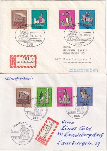 BRD/Berlin - Kulmbach Zinnfigurenbörse 1971 (SST) + Wofa 1969 (FDC) - 2 Belege