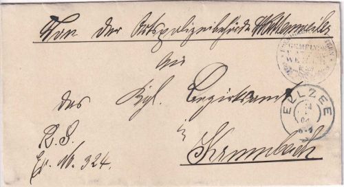 Bayern - Ellzee 14. OCT. 04 Dienstbrief (Ortspolizei Wattenweiler) n. Krumbach