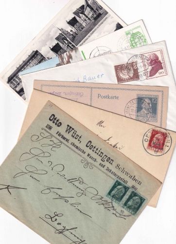 Bayern/All.Bes./BRD - Oettingen 6 Belege ex 1912/1991