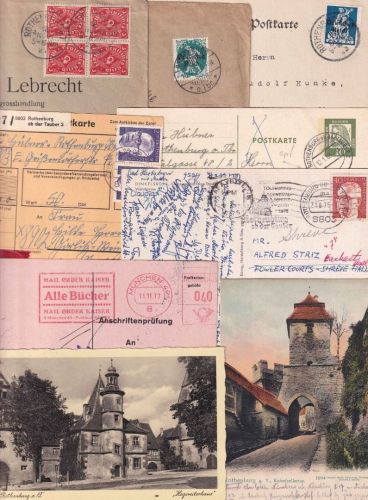 Bayern/DR/BRD - Rothenburg o/T. 9 Belege ex 1910/1977