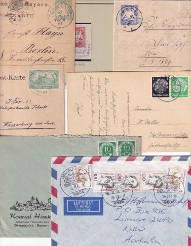 Bayern/DR/BRD - Dinkelsbühl 6 Belege/1 Briefstück ex 1884/1992