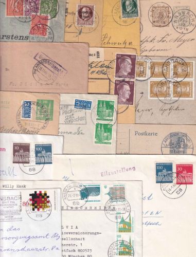 Bayern/DR/All.Bes./BRD - Ansbach 18 Belege ex 1907/1991