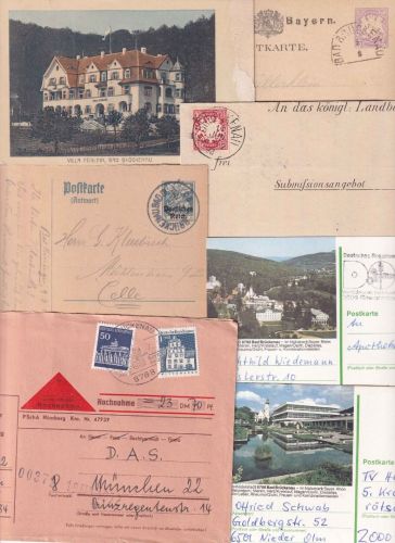 Bayern/DR/BRD - Bad Brückenau 7 Belege ex ca. 1880/1982