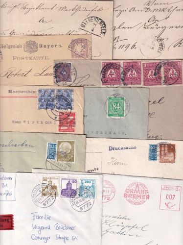 Bayern/DR/All.Bes./BRD - Markt Heidenfeld 10 Belege ex 1882/1986